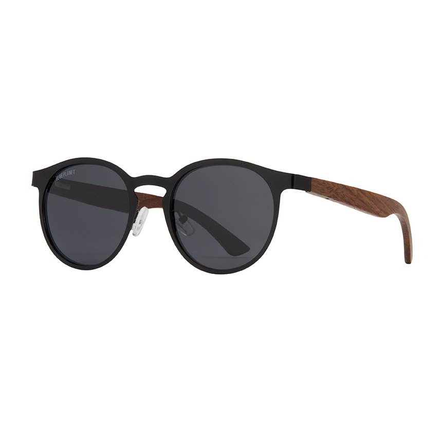 Sunnies- Aren - Matte Onyx / Walnut Wood / Smoke Polarized